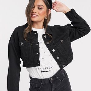 ASOS DESIGN Petite denim shrunken trucker jacket